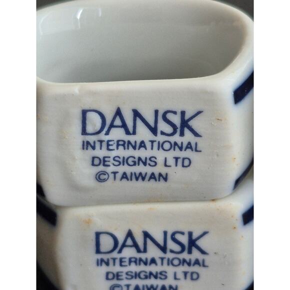 Vtg Dansk Bistro Napkin Rings Christianshavn Blue White Blue Set 4 Original Box - Picture 4 of 8